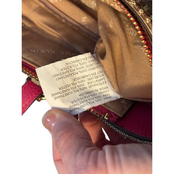 Anne Klein Logo Brown & Pink Tote Bag With Removable Wristlet - Picture 5 of 12